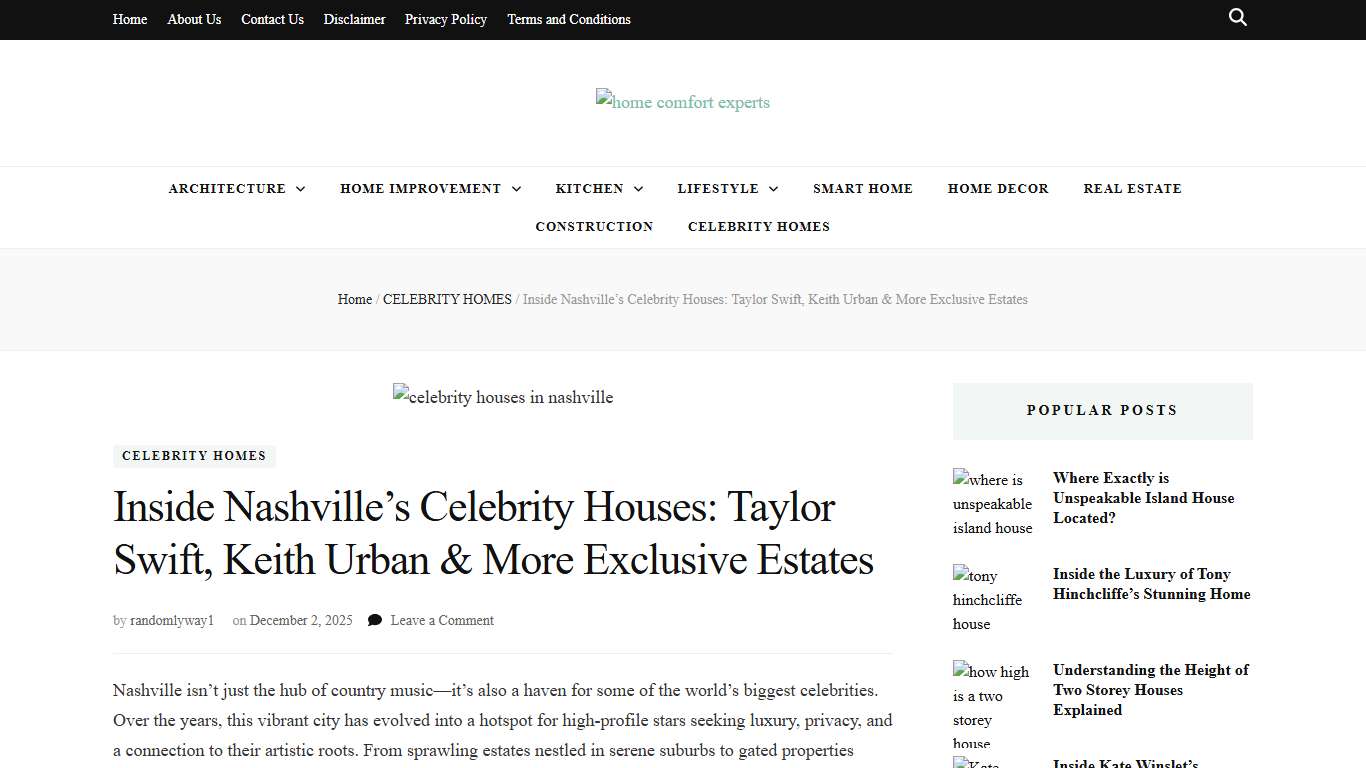 Inside Nashville's Celebrity Houses: Taylor Swift, Keith Urban & More Exclusive Estates - home comfort experts