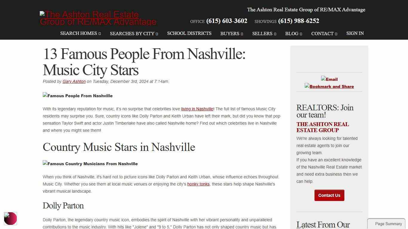 13 Famous People From Nashville: Music City Stars