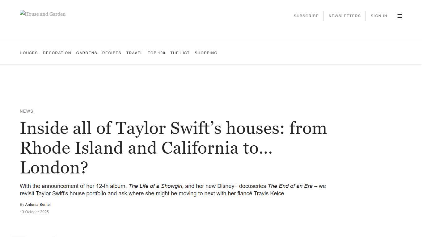 Taylor Swift’s house portfolio: from Rhode Island and California to… London? | House & Garden