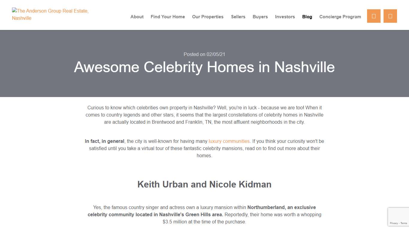 Celebrity Homes In Nashville, TN | The Anderson Group Real Estate